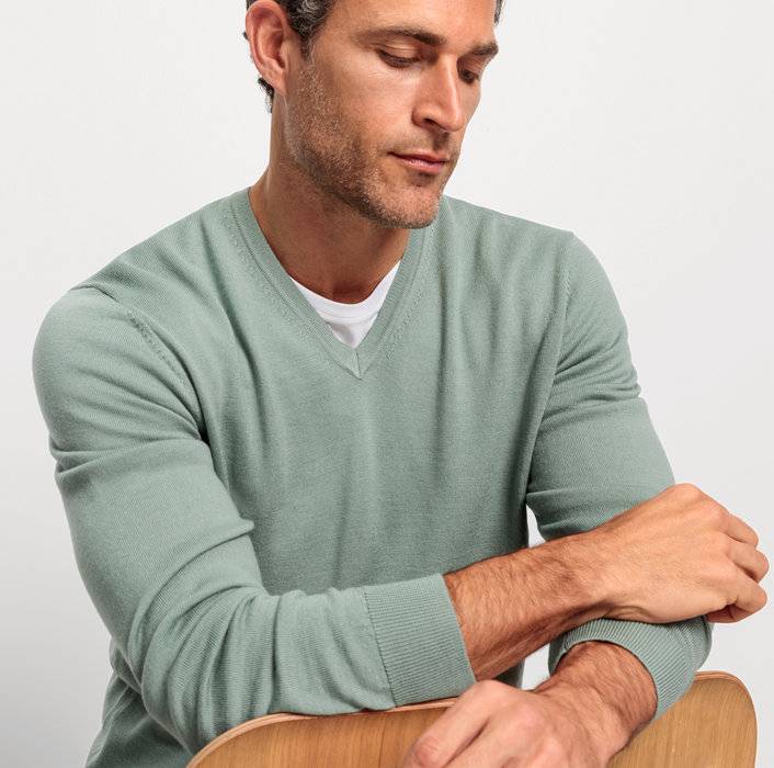 Oblymp Casual Strick, Pullover, Grau-Grün Fabrik Onlineshop