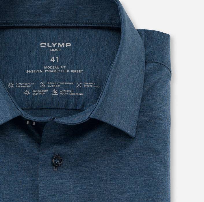 Oblymp Luxor 24/Seven, Businesshemd, modern fit, New Kent, Rauchblau Heißer Verkauf