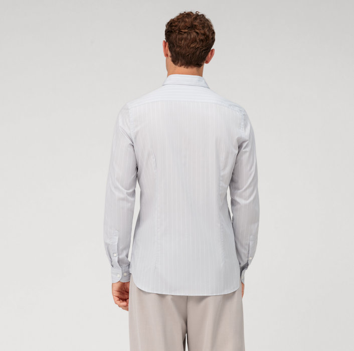 Oblymp Level Five garment washed, Businesshemd, body fit, Kent, Silbergrau Discount Store für neue Produkte