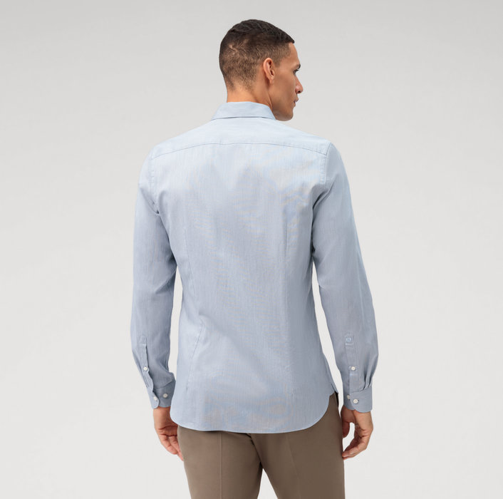 Oblymp Level Five garment washed, Businesshemd, body fit, Kent, Bleu Super Rabatt