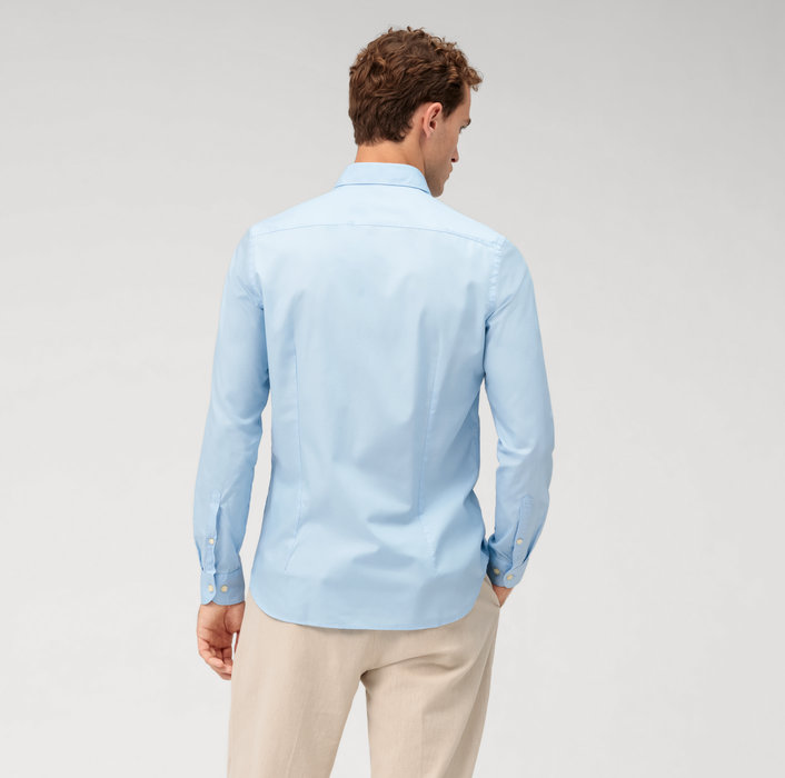 Oblymp Level Five garment washed, Businesshemd, body fit, Kent, Bleu Online
