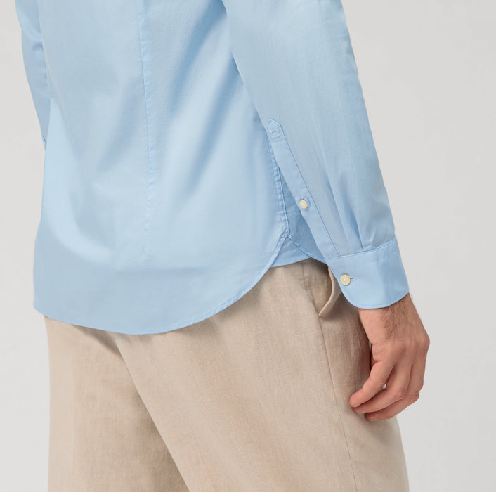 Oblymp Level Five garment washed, Businesshemd, body fit, Kent, Bleu Online