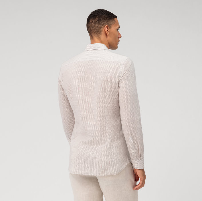 Oblymp Level Five garment washed, Businesshemd, body fit, Kent, Natur Outlet