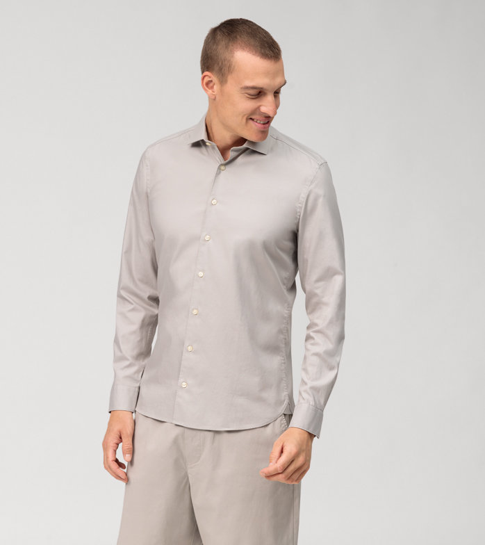 Oblymp Level Five garment washed, Businesshemd, body fit, Kent, Taupe Verkauf