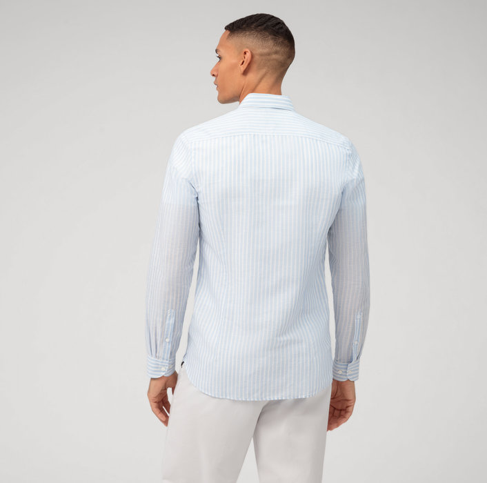 Oblymp Level Five garment washed, Businesshemd, body fit, Haifisch, Bleu im Angebot