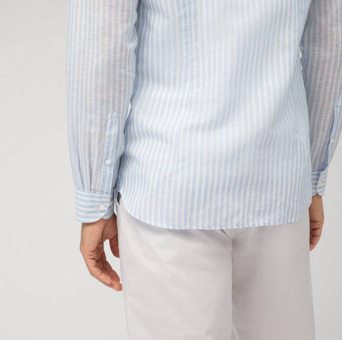 Oblymp Level Five garment washed, Businesshemd, body fit, Haifisch, Bleu im Angebot