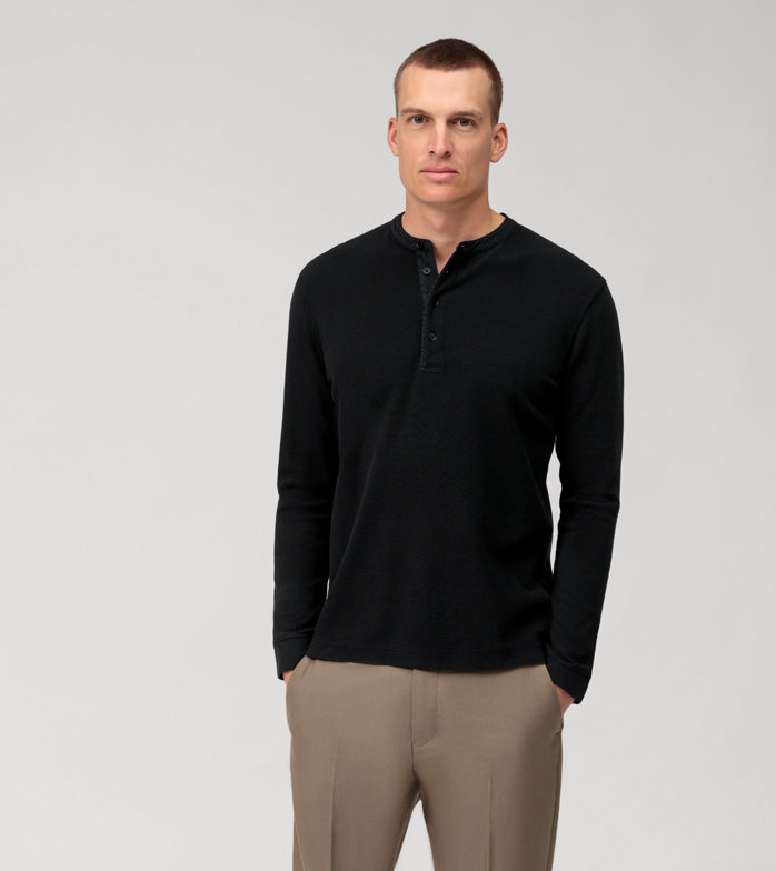 Oblymp Casual Wirk, Polo langarm, Schwarz Bis zu 60% Rabatt