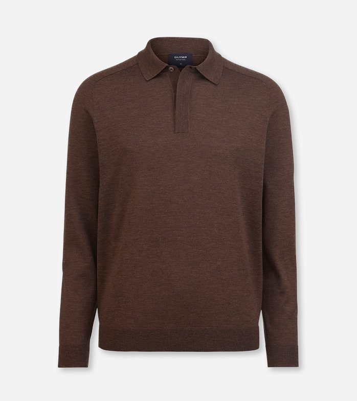 Oblymp SIGNATURE Strick, Polo langarm, Nougat Riesige Rabatte
