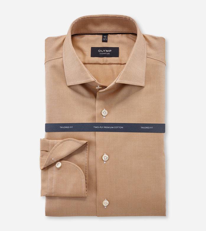 Oblymp SIGNATURE, Businesshemd, tailored fit, SIGNATURE Kent, Caramel