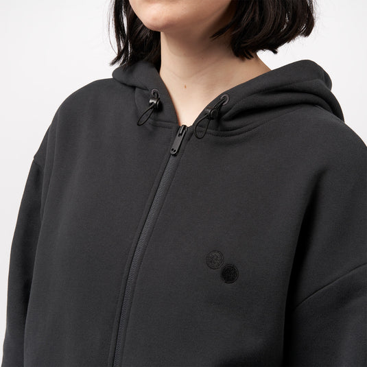 Pinqponq Zipped Hoodie - Peat Black (Unisex) Bis zu 50% Rabatt
