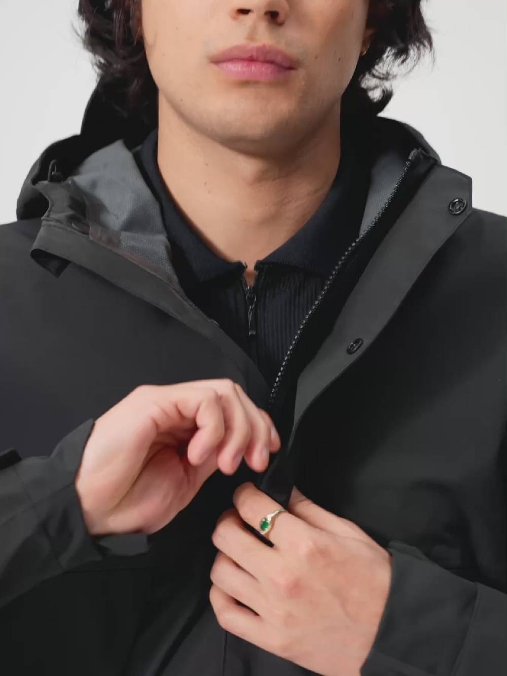 Pinqponq Aestech Rain Parka - Peat Black (Unisex) Blitzangebot
