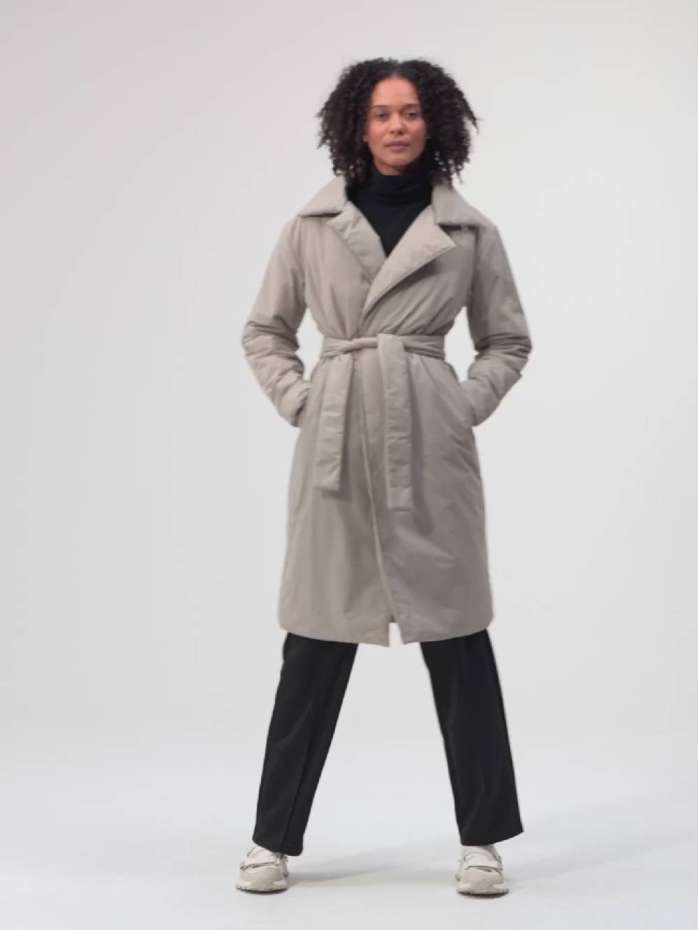Pinqponq Padded Trench Coat - Cement Taupe (Unisex) VIP-Rabatte