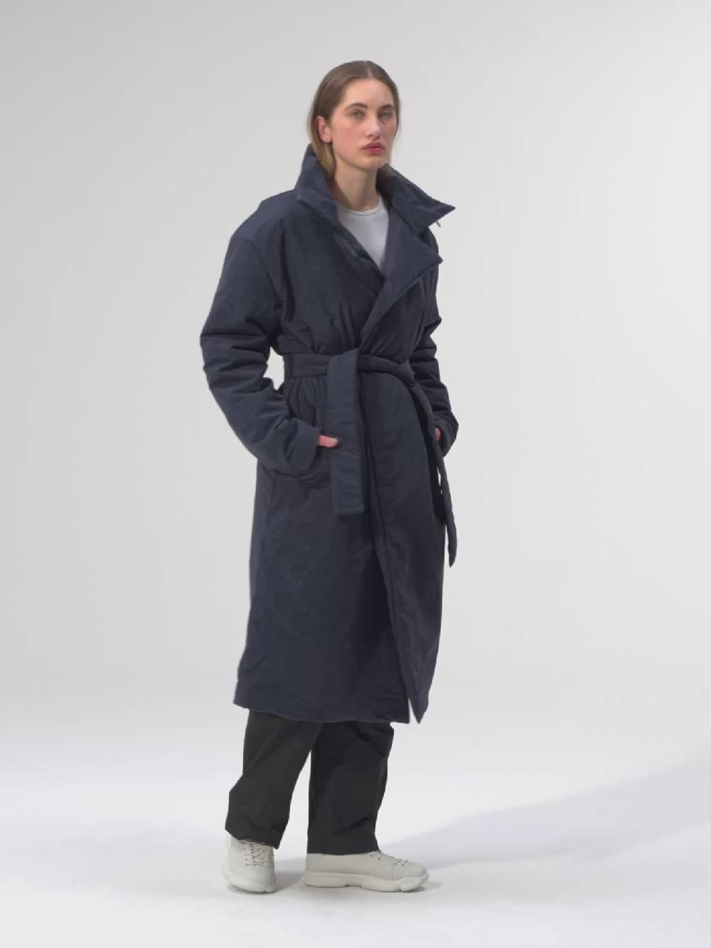 Pinqponq Padded Trench Coat - Fjord Navy (Unisex) Tiefpreis