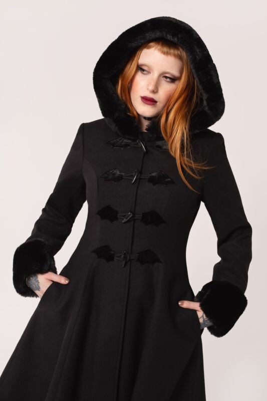 EMP "Batilda Coat" Mantel schwarz von Hell Bunny Begrenztes Angebot
