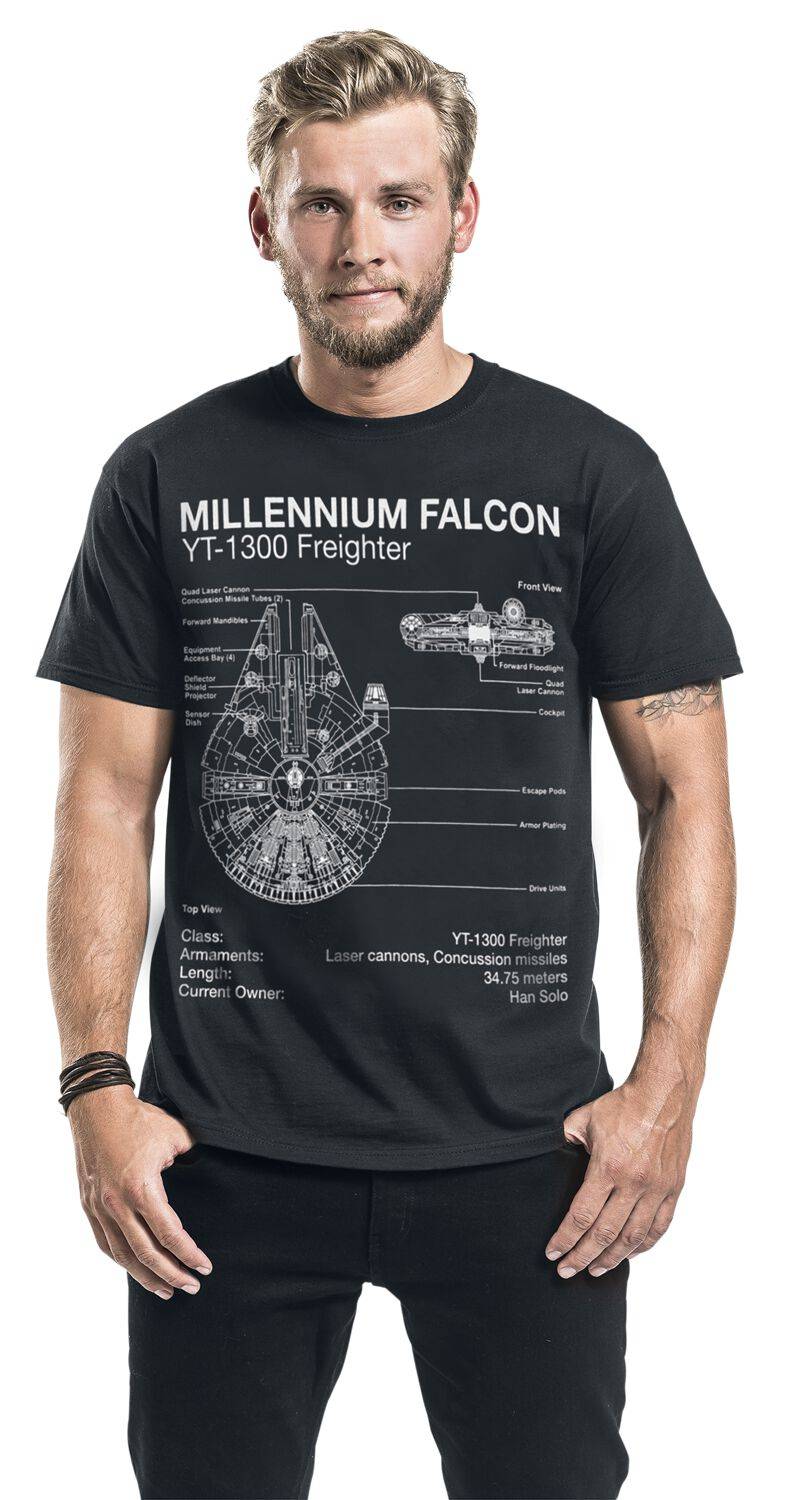 EMP "Millenium Falcon Sketch" T-Shirt schwarz von Star Wars Exklusive Angebote