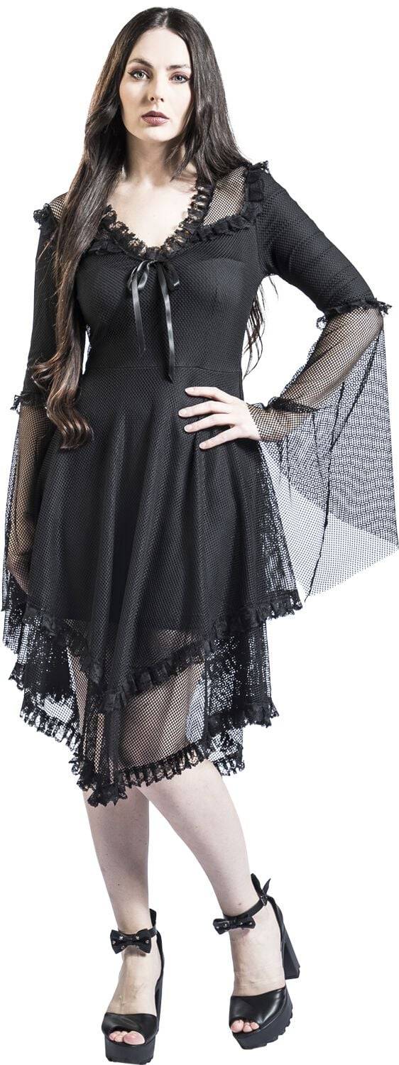 EMP "Fishnet Flared Dress" Mittellanges Kleid schwarz von Jawbreaker Muttertagsangebot