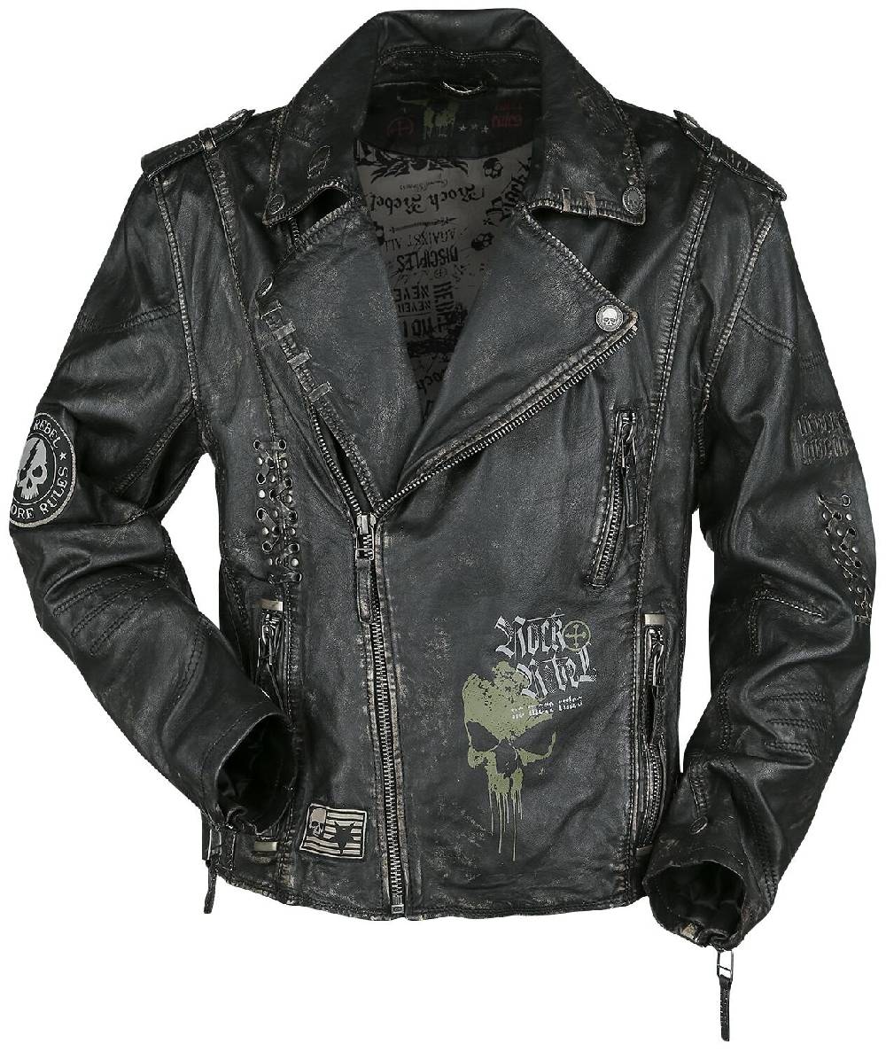 EMP Lederjacke dunkelgrau von Rock Rebel by EMP