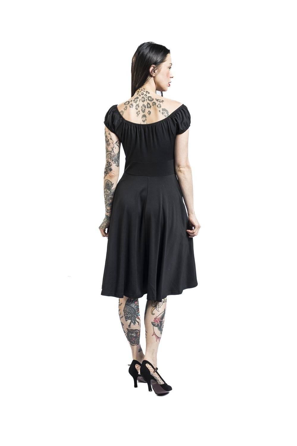 EMP "Gathered Neckline Flare Dress" Mittellanges Kleid schwarz von Voodoo Vixen Hotsell