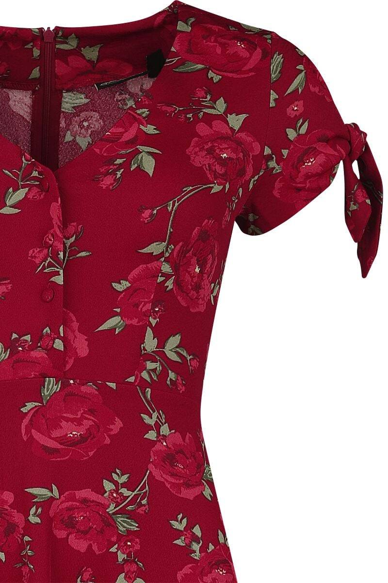 EMP "V Neck Flared Dress" Langes Kleid rot von Voodoo Vixen Flash Sale