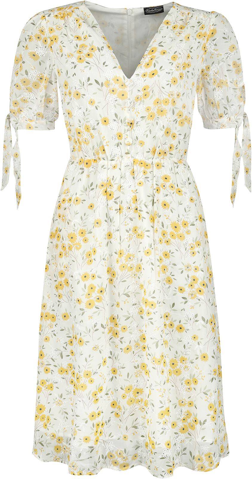 EMP "Tie Sleeve Floral Print And Emb Chiffon Flare Dress" Mittellanges Kleid multicolor von Voodoo Vixen