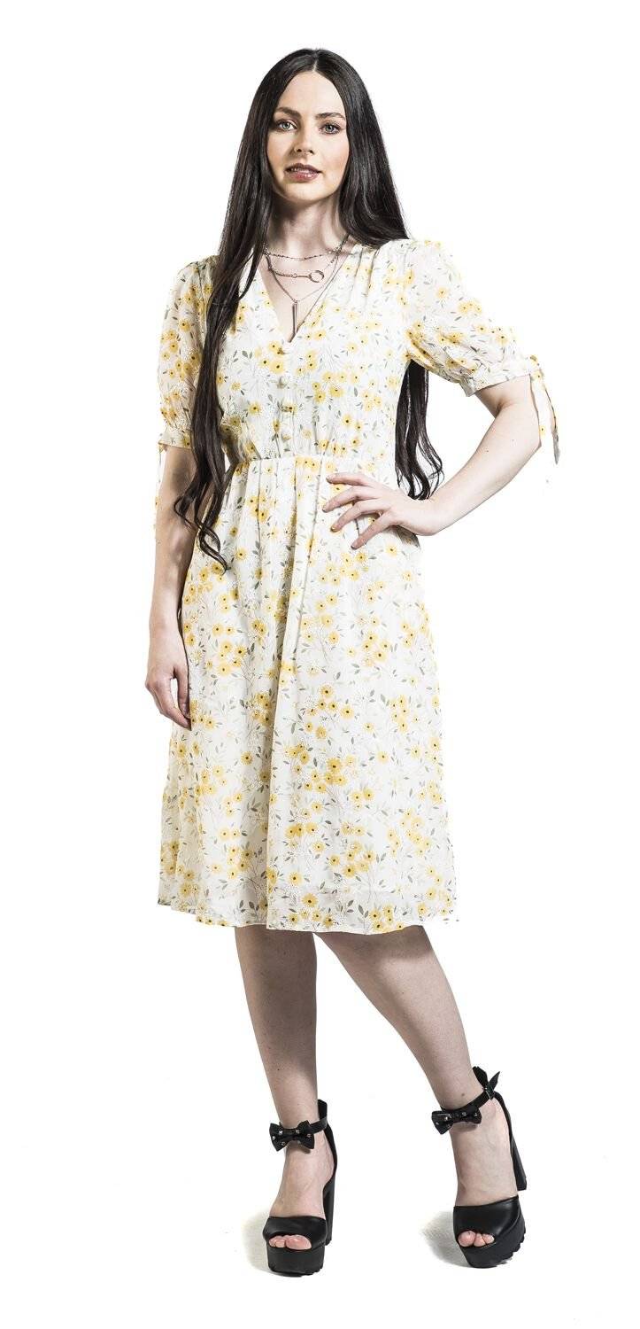 EMP "Tie Sleeve Floral Print And Emb Chiffon Flare Dress" Mittellanges Kleid multicolor von Voodoo Vixen Saisonschlussverkauf