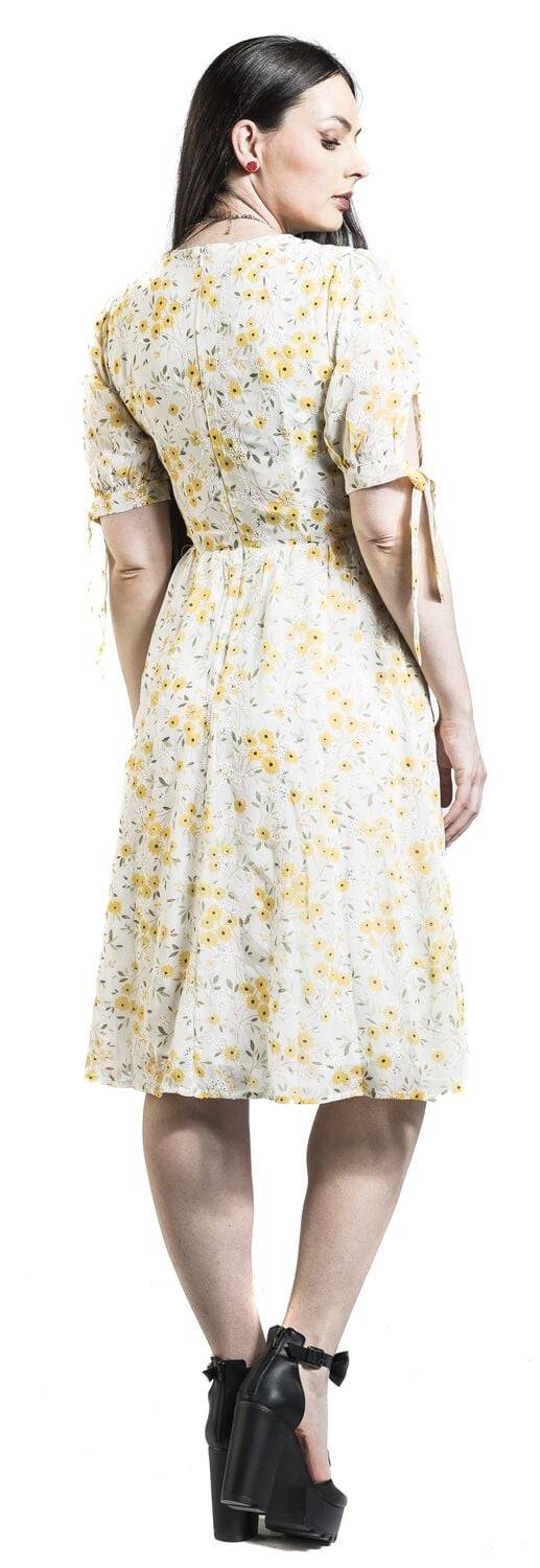 EMP "Tie Sleeve Floral Print And Emb Chiffon Flare Dress" Mittellanges Kleid multicolor von Voodoo Vixen Saisonschlussverkauf