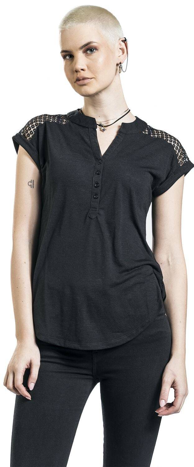 EMP "Heeze - Back Lace Wide Slub Jersey Tee" T-Shirt schwarz von Rotterdamned Bis zu 65% Rabatt