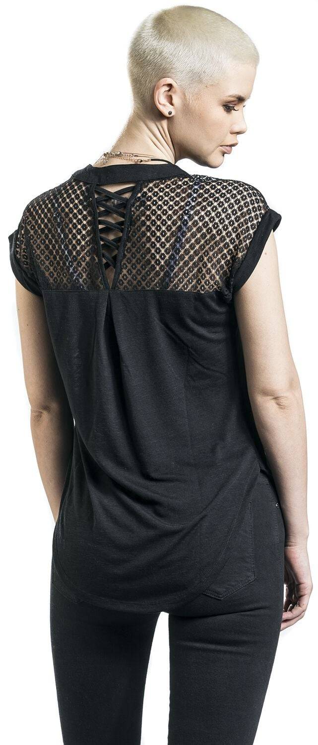 EMP "Heeze - Back Lace Wide Slub Jersey Tee" T-Shirt schwarz von Rotterdamned Bis zu 65% Rabatt