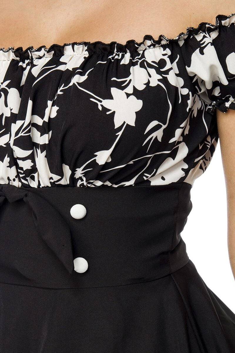 EMP "Schulterfreies Swing-Kleid" Mittellanges Kleid schwarz/weiß von Belsira Kostenloser Versand international