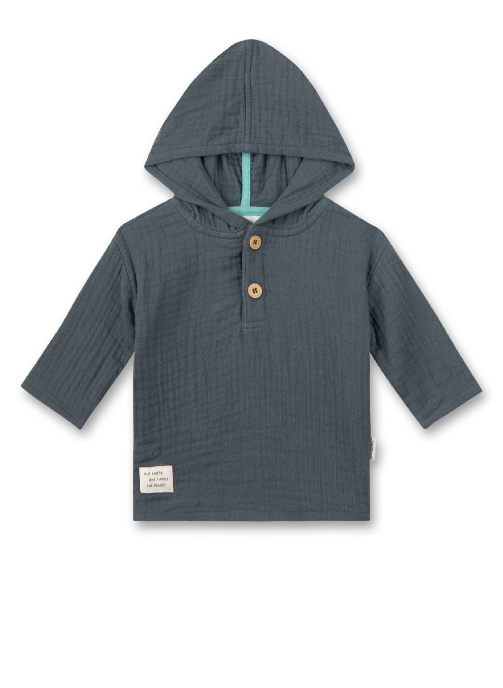Sanetta Jungen-Langarmshirt mit Kapuze Dunkelblau aus Musselin Clearance-Verkauf