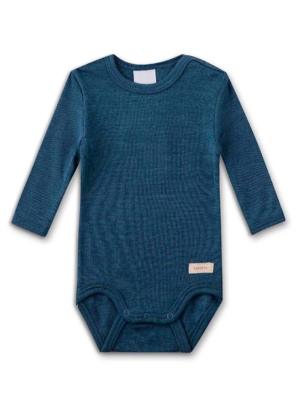 Sanetta Body langarm Blau aus Merinowolle & Seide Tiefpreis