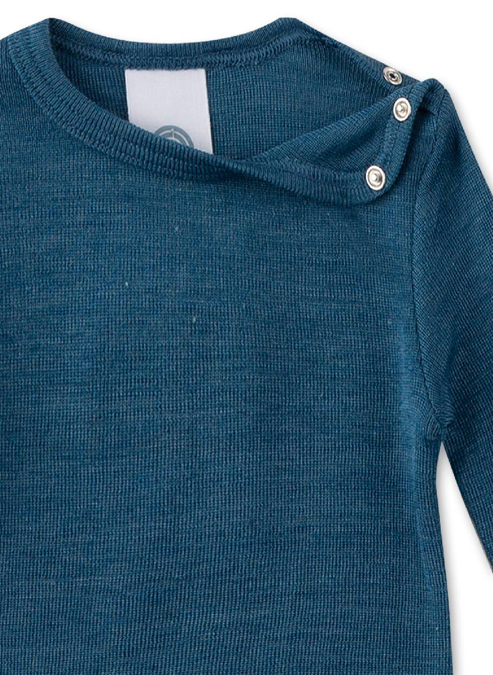 Sanetta Body langarm Blau aus Merinowolle & Seide Tiefpreis