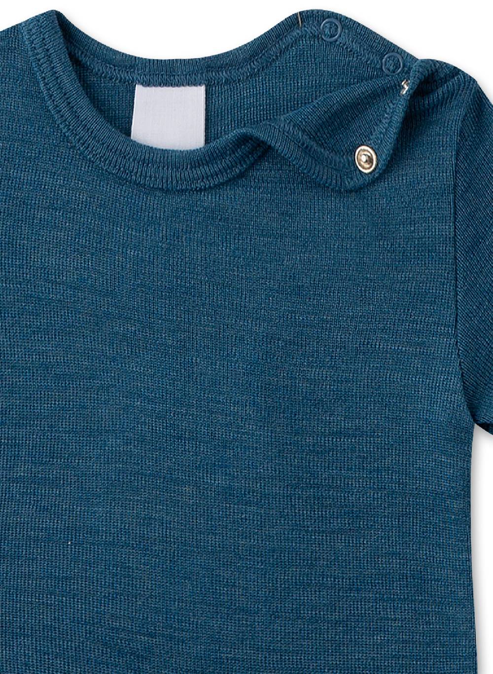 Sanetta Body kurzarm Blau aus Merinowolle & Seide Kostenlose Rückgabe
