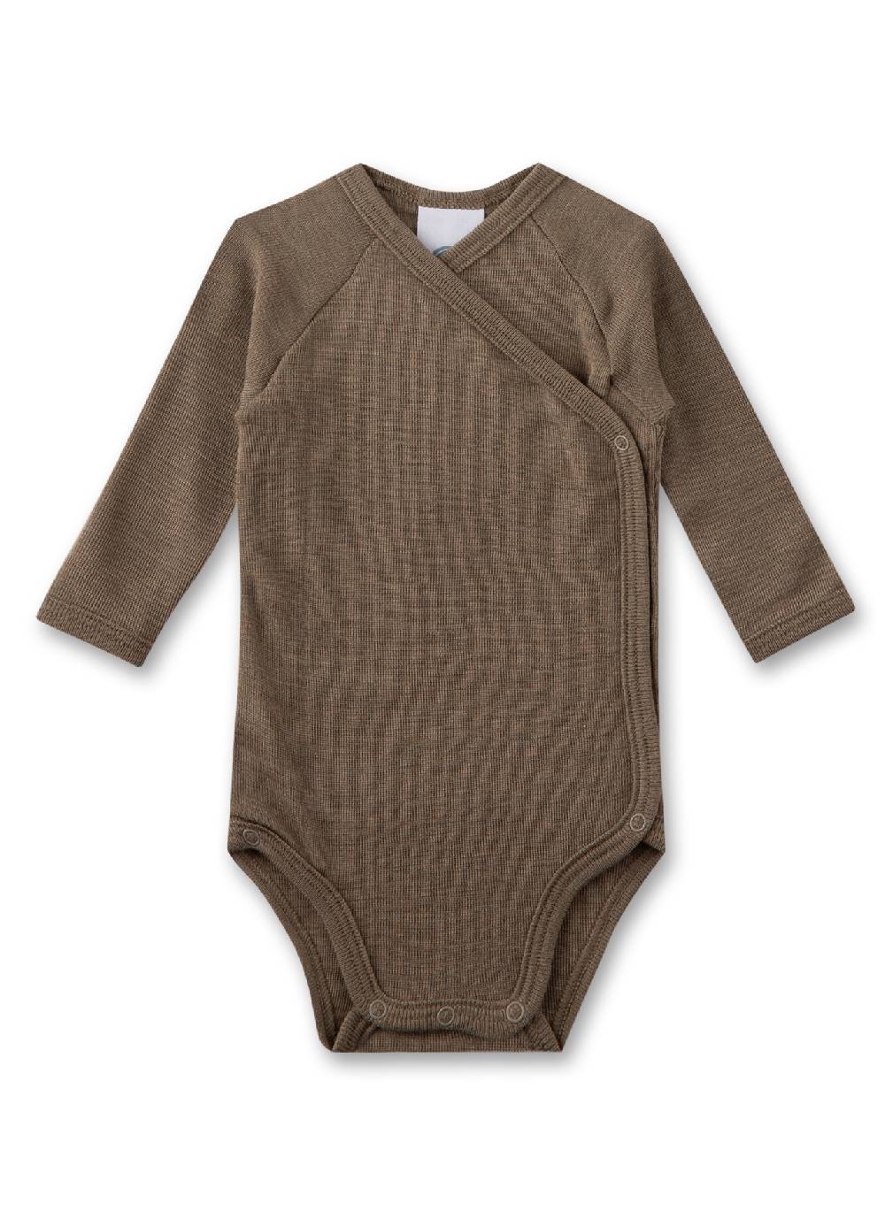 Sanetta Wickelbody langarm Beige aus Merino-Wolle & Seide Letzte 3 Tage