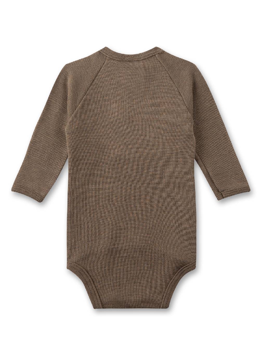 Sanetta Wickelbody langarm Beige aus Merino-Wolle & Seide Letzte 3 Tage