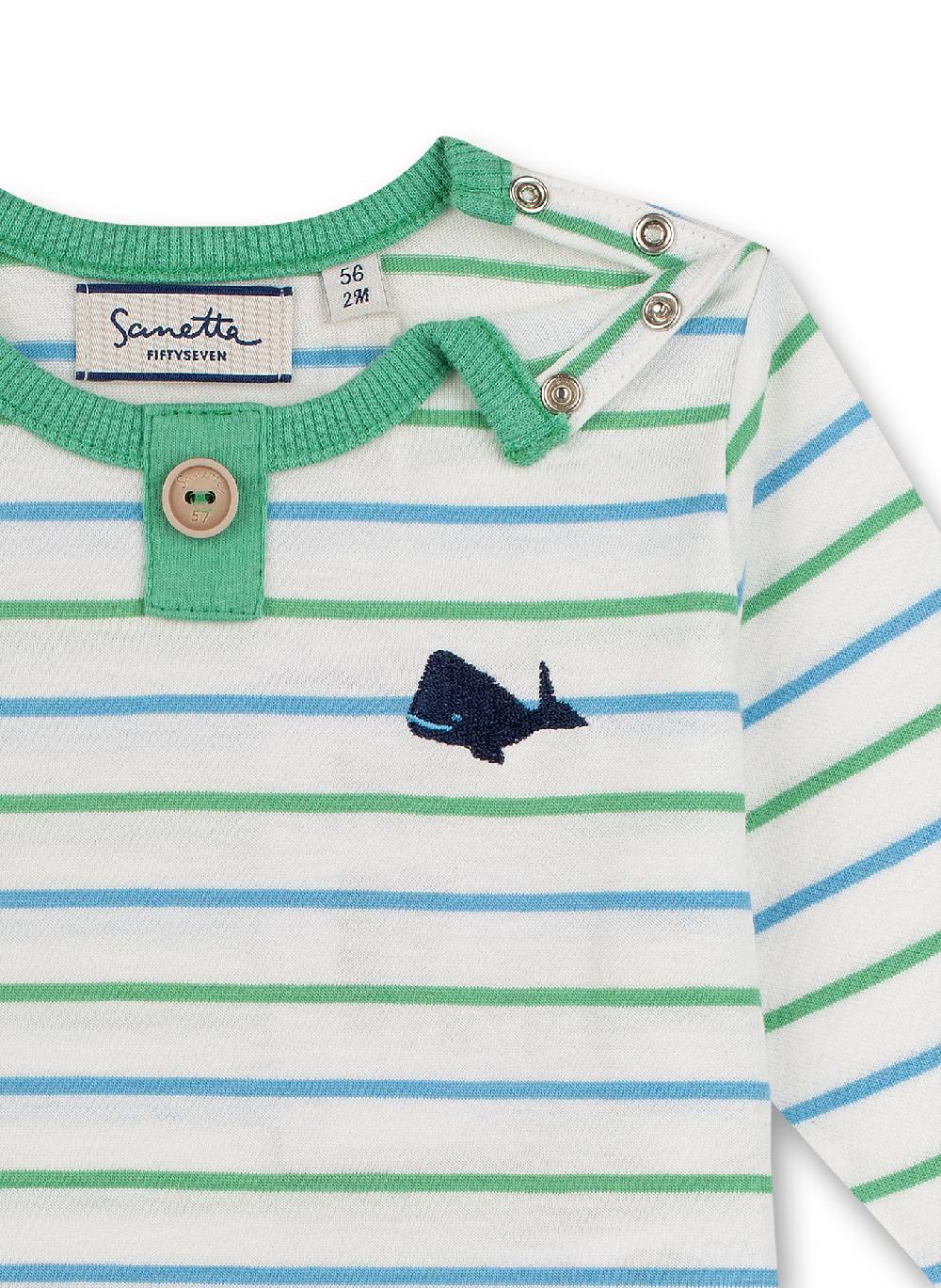 Sanetta Jungen-Shirt langarm Off-White Ringel Little Whale Sonderangebot der Fabrik