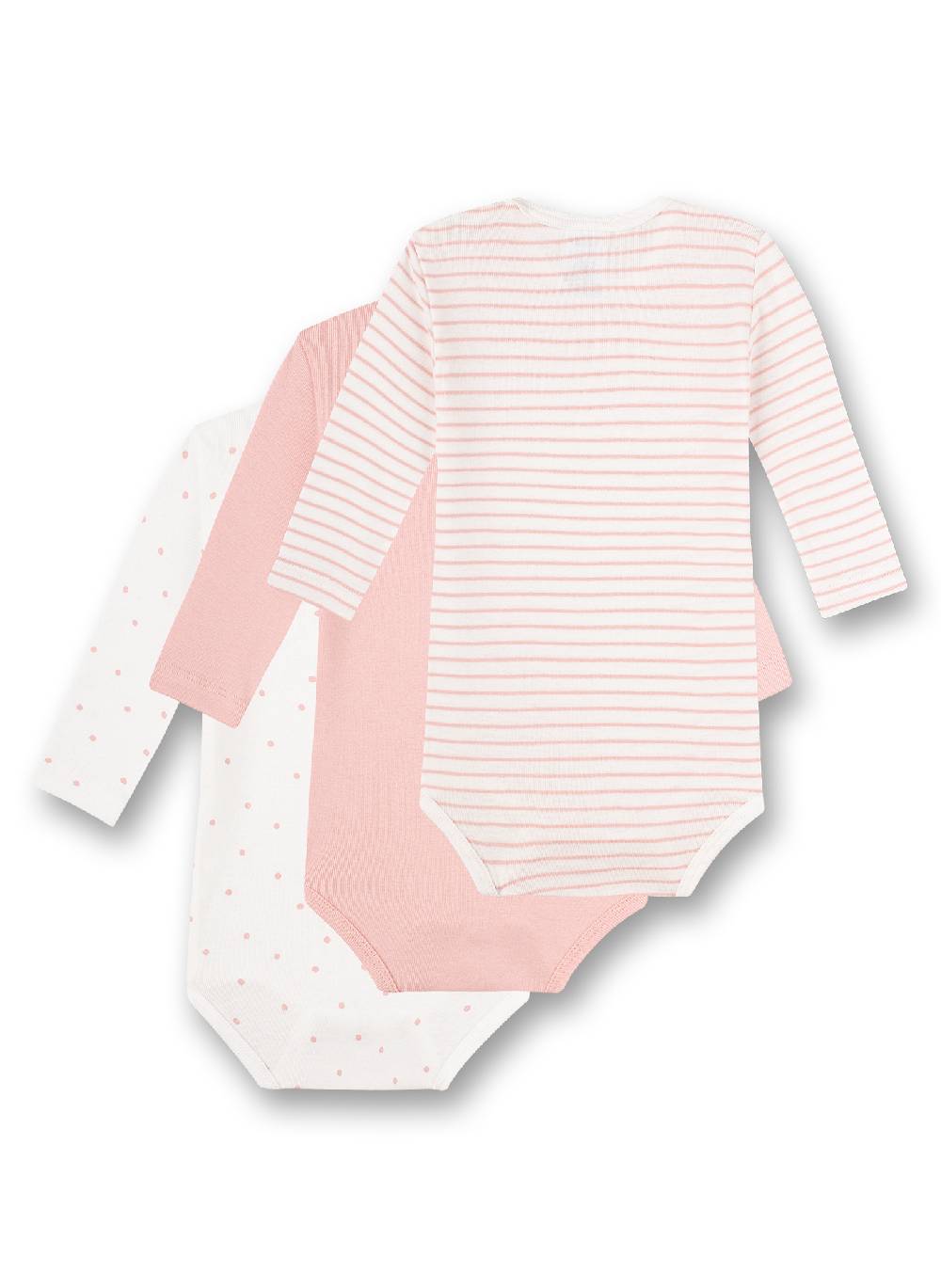 Sanetta Body langarm (Dreierpack) Rosa Ringel Rosa und Weiß Sonderangebot der Fabrik