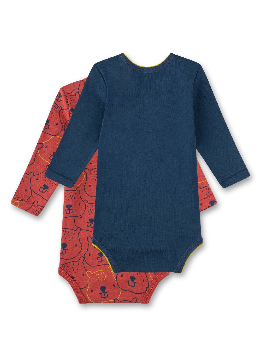 Sanetta Baby-Body langarm (Doppelpack) Dunkelblau und Rot mit Biber Hotsell