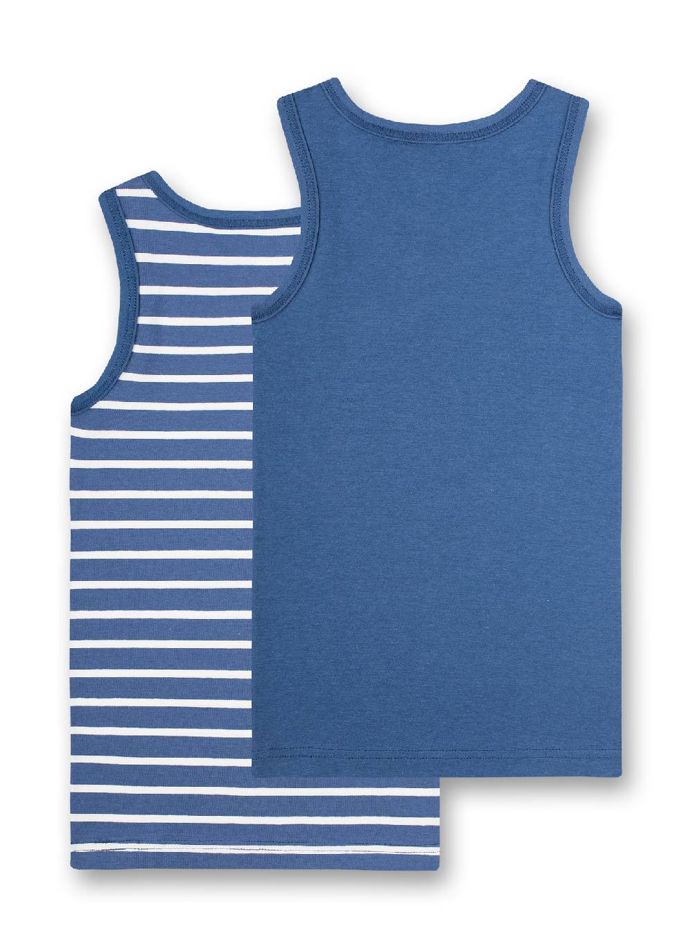 Sanetta Jungen-Unterhemd (Doppelpack) Blau und Blau Ringel Fabrikverkauf