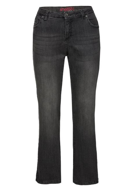 sheego Bootcut-Jeans in 5-Pocket-Form, mit Used-Effekten - black Denim sheego Top Angebot