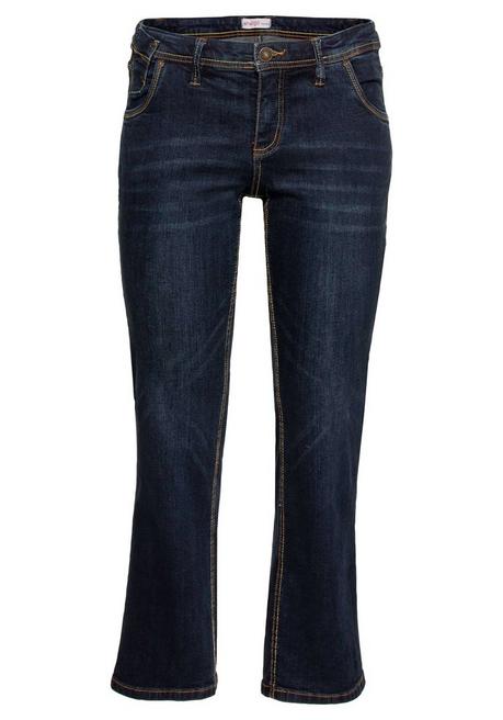 sheego Gerade Stretch-Jeans mit Used-Effekten - dark blue Denim sheego Online Outlet