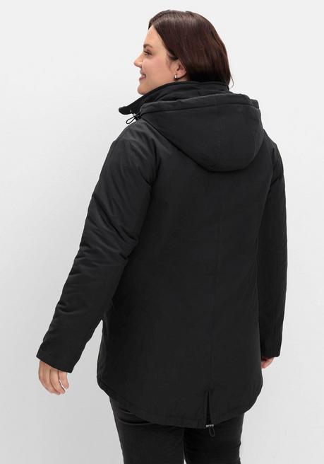 sheego Parka mit gefütterter Kapuze und 2-Wege-Zipper - schwarz sheego Zeitlich begrenztes Angebot