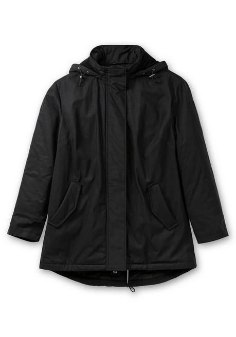 sheego Parka mit gefütterter Kapuze und 2-Wege-Zipper - schwarz sheego Zeitlich begrenztes Angebot