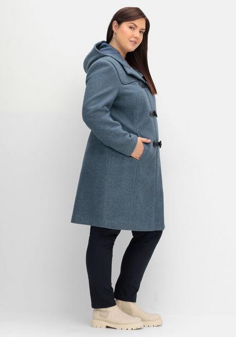 sheego Dufflecoat mit Wollanteil und Kapuze - taubenblau sheego Exklusive Angebote
