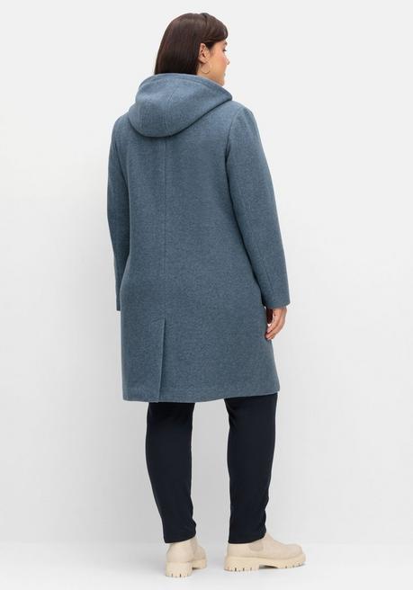 sheego Dufflecoat mit Wollanteil und Kapuze - taubenblau sheego Exklusive Angebote