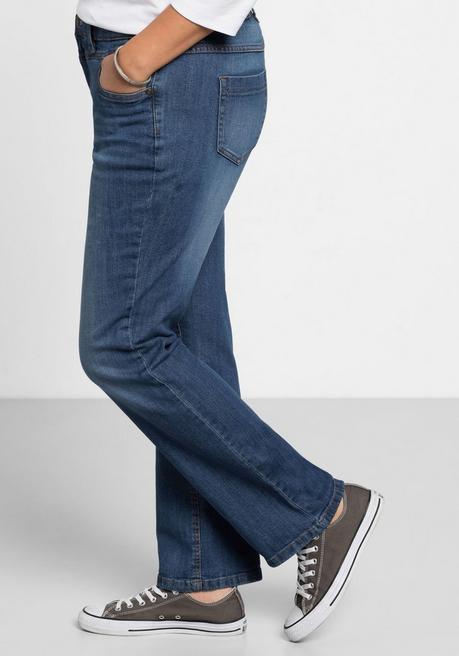 sheego Gerade Jeans mit Used-Effekten - blue Denim sheego Blitzangebot