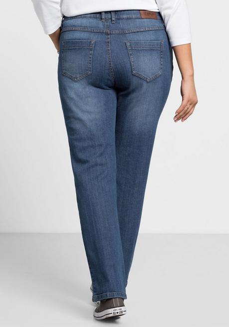 sheego Gerade Jeans mit Used-Effekten - blue Denim sheego Blitzangebot