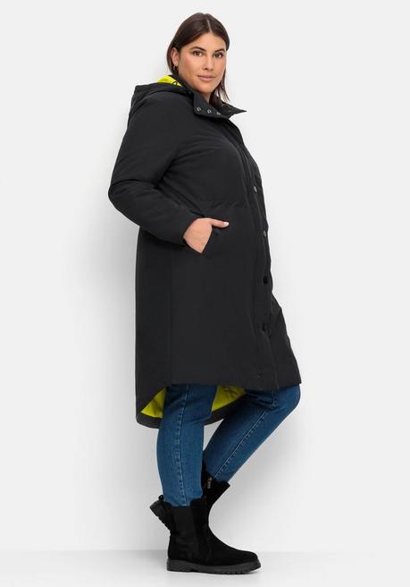 sheego Parka mit Kontrastfutter, wasserabweisend - schwarz sheego Große Rabatte