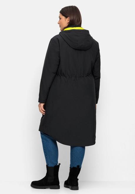 sheego Parka mit Kontrastfutter, wasserabweisend - schwarz sheego Große Rabatte