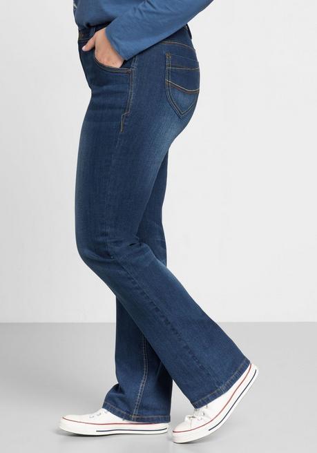 sheego Gerade Stretch-Jeans mit Used-Effekten - blue Denim sheego Bestseller